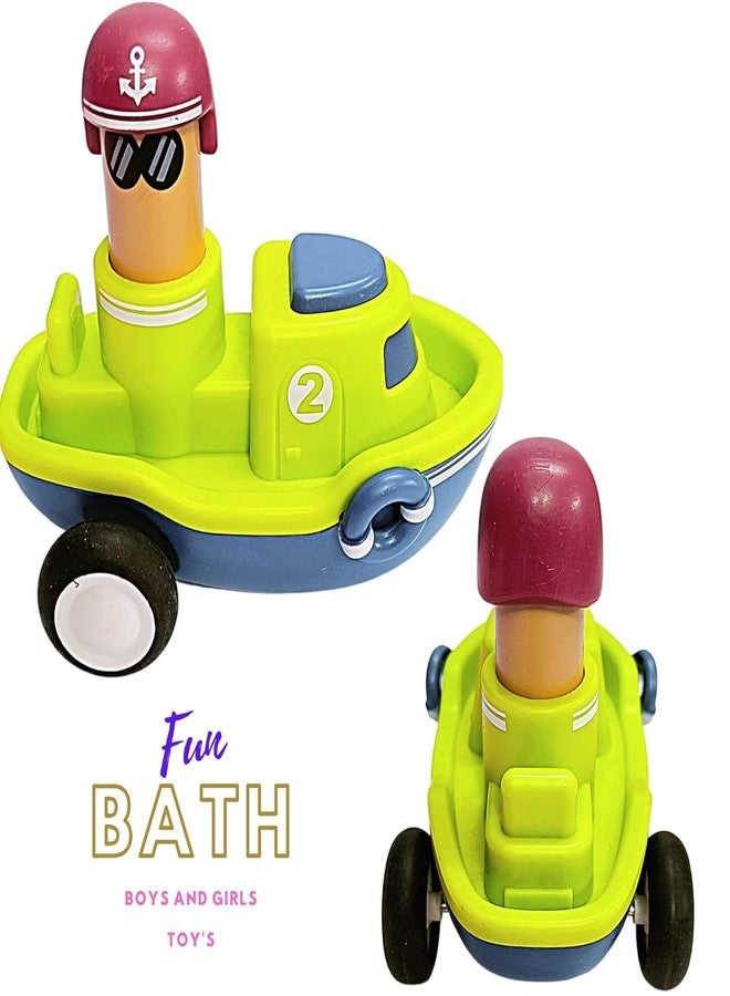 MAPA PLAY Pack of 2 Boat & Car Push and Go Play Set Friction Powered Car Pull Back Vehicles Transport Tools Kids Boys Girls - Image 2